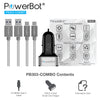 PowerBot® PB303 3-Pack Car Kit Bundle Two 4 Ft USB 3.1 Type-C to USB 3.0 Type A