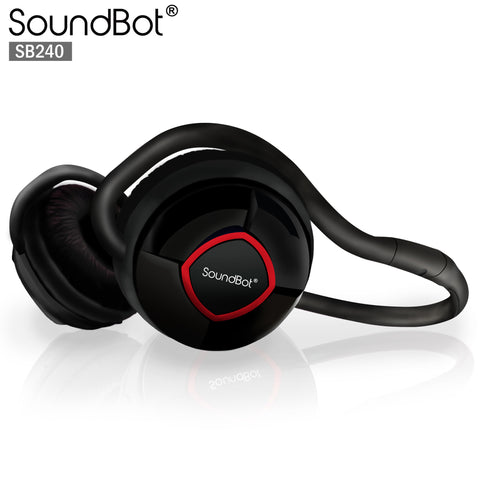 SoundBot® SB240 Red Bluetooth Headphone Wireless Headset for Music Streaming & HandsFree Calling