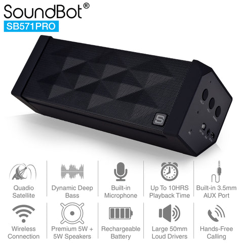 SB571PRO Bluetooth Wireless Speaker w/ Quadio Satellite Technology