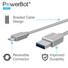 PowerBot® PB303 2PK Data Sync Charge Cable 2-Pack 4 Feet High-Speed USB 3.1 Type-C to USB 3.0 Type-A