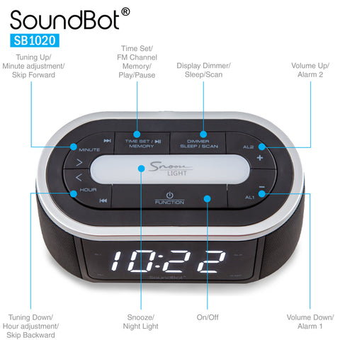 SoundBot® SB1020 Bluetooth Speaker, FM RADIO, Alarm Clock,USB Charging ...