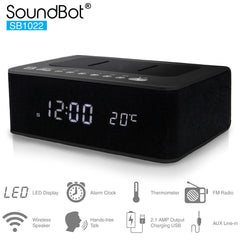 SoundBot® SB1022 FM RADIO Alarm Clock Charging Station With Bluetooth Speaker - SoundBot