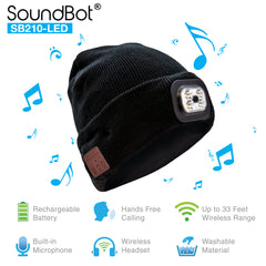 SoundBot® SB210 LED Bluetooth Wireless Musical Headset Beanie