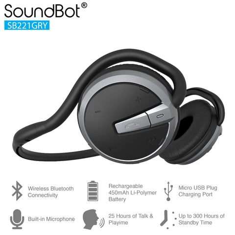 SoundBot® SB221 Bluetooth Headphone Wireless Headset | SoundBot