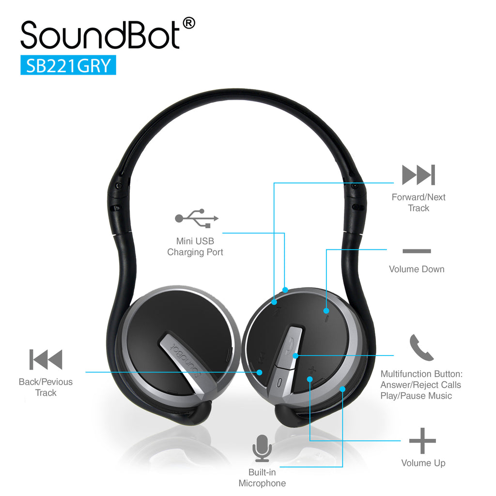 SoundBot® SB221 Bluetooth Headphone Wireless Headset | SoundBot