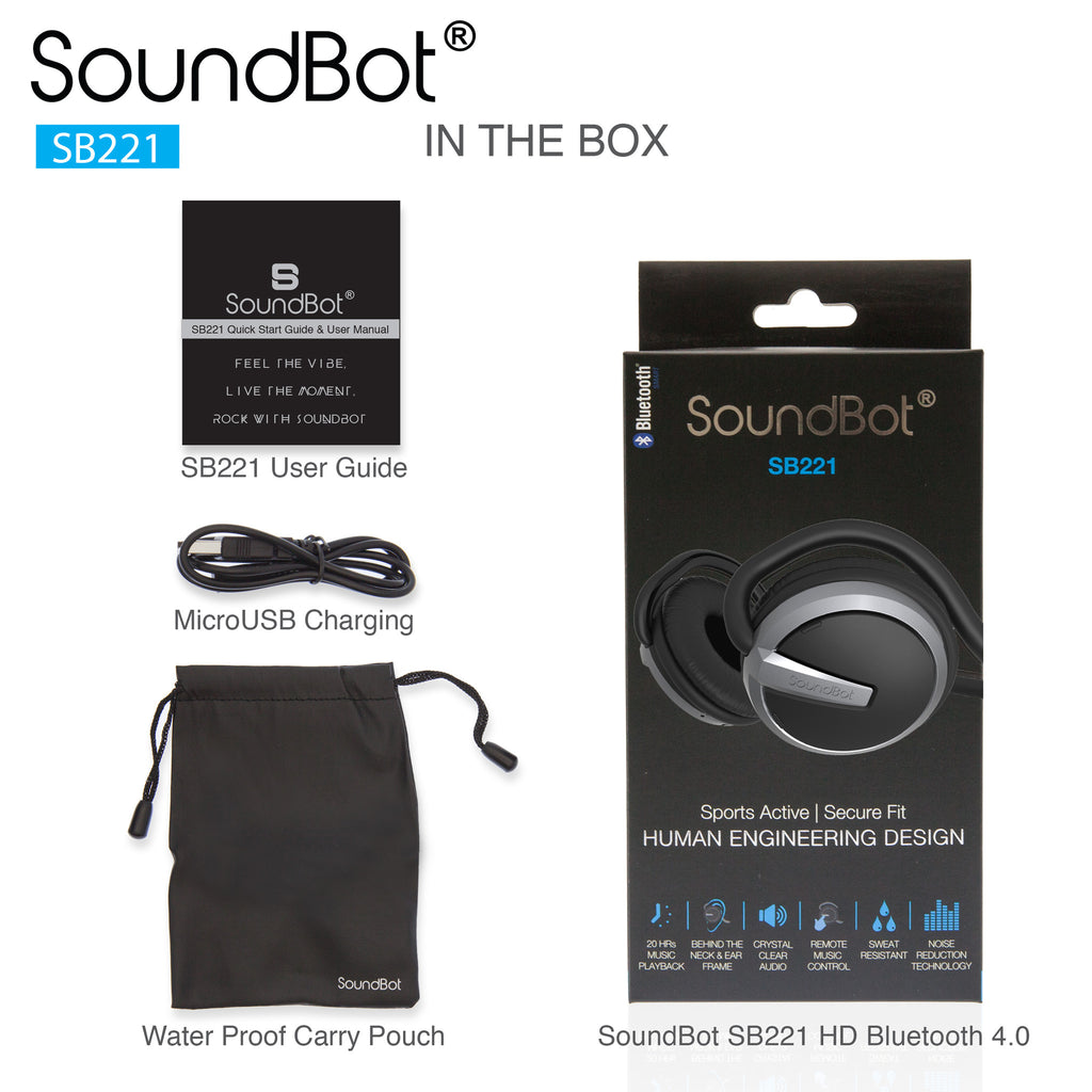 Soundbot Bluetooth SoundBot® SB221 Bluetooth Headphone Wireless Headset | SoundBot