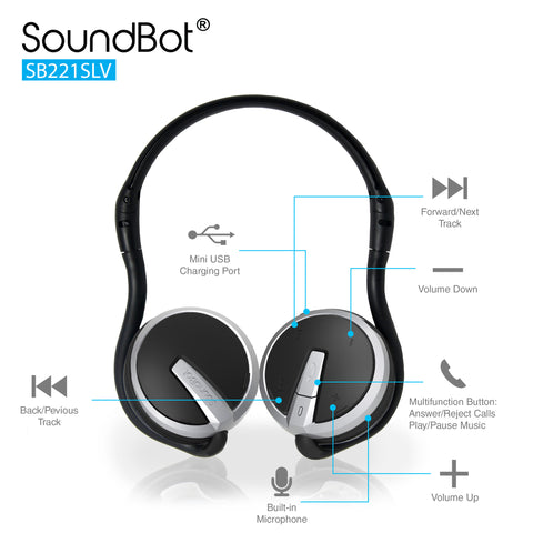 SoundBot® SB221 Bluetooth Headphone Wireless Headset | SoundBot