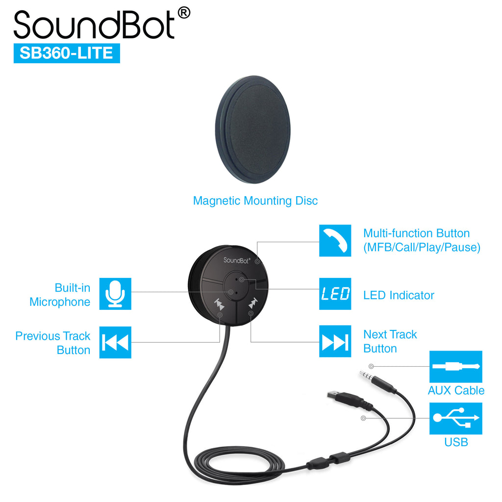 SoundBot SB360 LITE Bluetooth Wireless 4.0 Car Kit | SoundBot