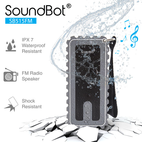 SoundBot® SB515FM IPX7 Water-Proof Bluetooth Speaker with FM Radio Speaker
