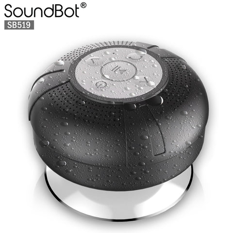 SoundBot® SB519 HD Bluetooth Wireless Shower Speaker Portable Weather Water-Resistant Speakerphone w/ Full Spectrum Music, 6Hrs Streaming & Hands-Free Talking, Built-In Mic, Suction Cup, 33feet Range