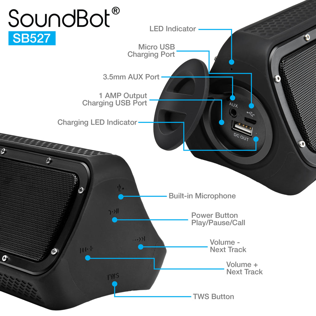 Soundbot sb525 bluetooth 4.0 wireless speaker with sales usb charging port