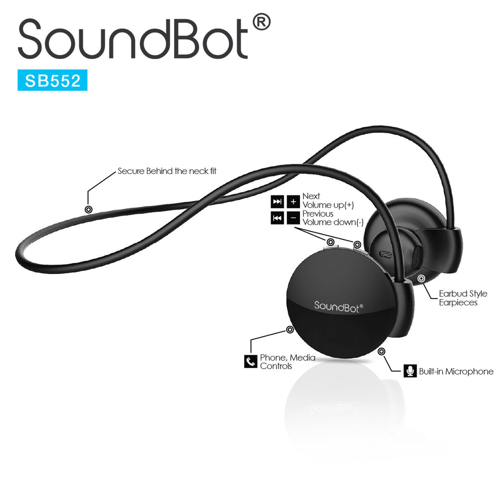 SoundBot SB552 Behind the Neck Bluetooth Wireless Stereo Headset w S SoundBot