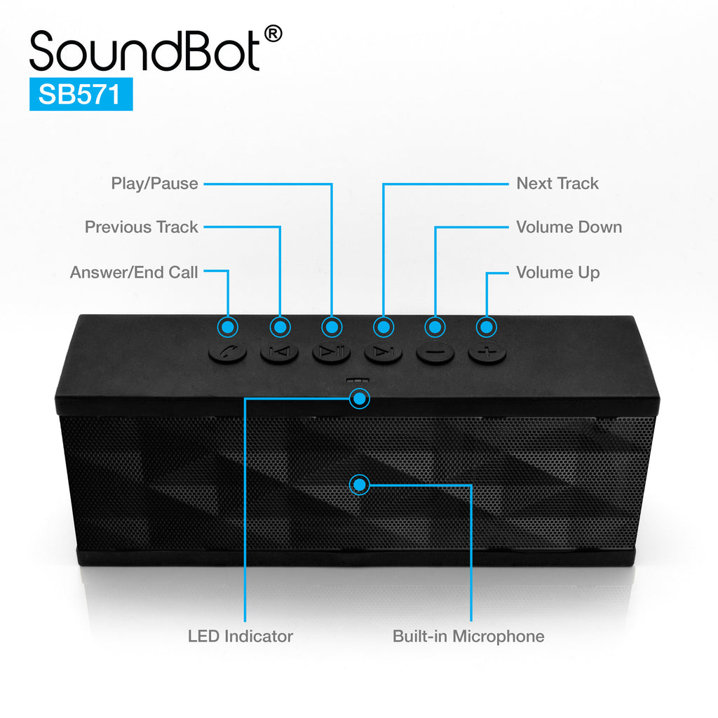 Soundbot Bluetooth SoundBot SB571 Bluetooth Wireless Speaker 12W Output HD Bass 40mm Dual ...