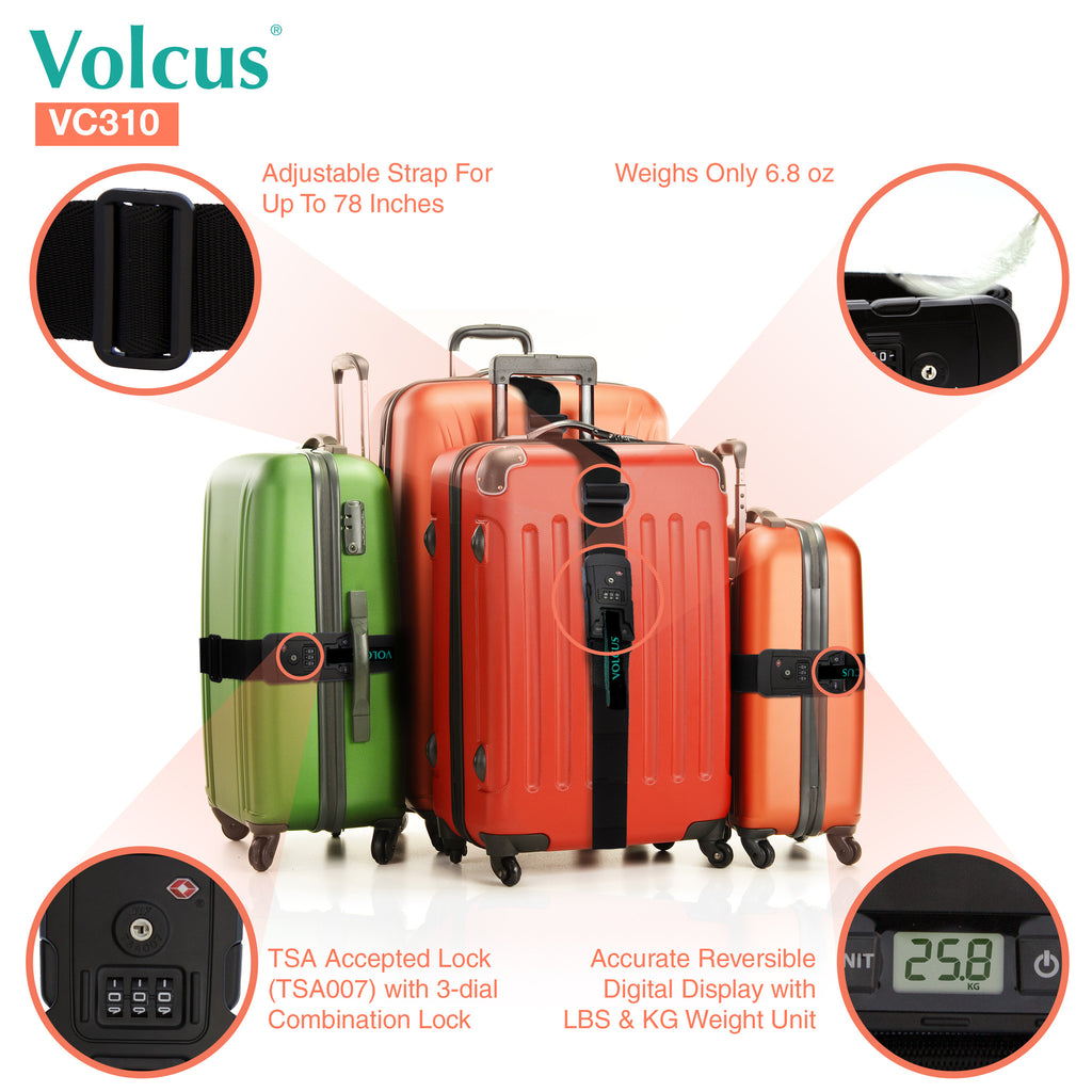 Volcus® VC310 Smart Luggage Belt Strap With Scale & TSA Lock