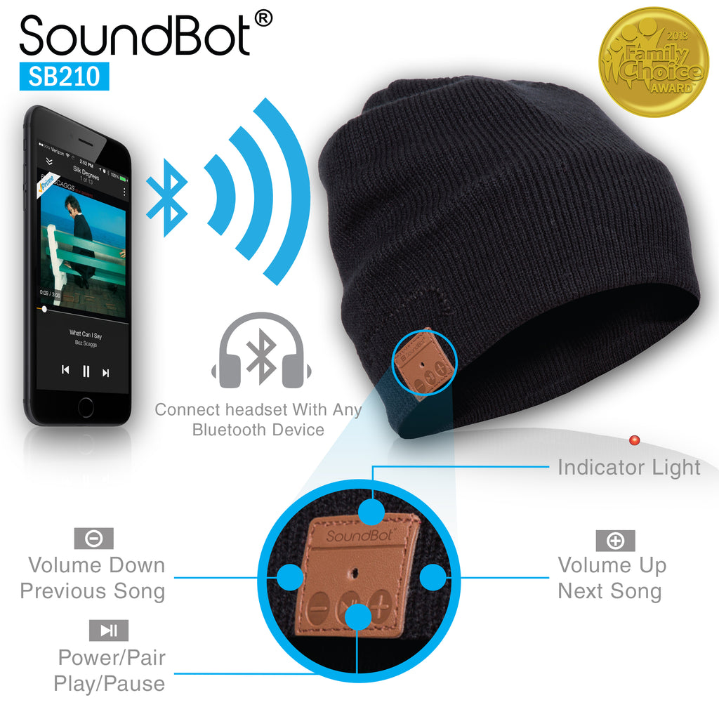 Soundbot Bluetooth SoundBot® SB210 Bluetooth Wireless Musical Headset Beanie | SoundBot